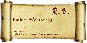 Roder Vászoly névjegykártya